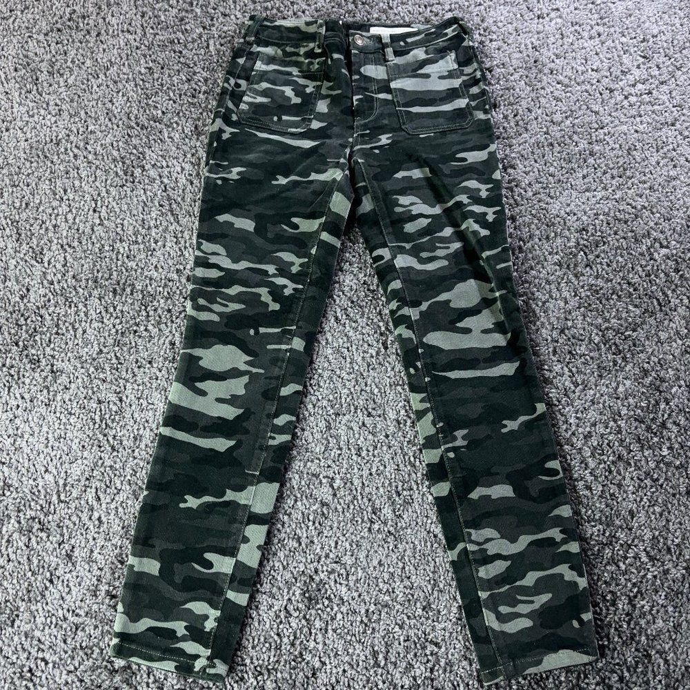 Anthropologie Pilcro & the Letterpress Camo Corduroy Pants 28 High Rise Skinny